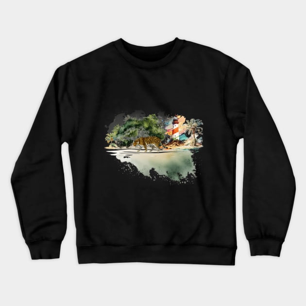 Leopard in The Forest Crewneck Sweatshirt by Quotigner